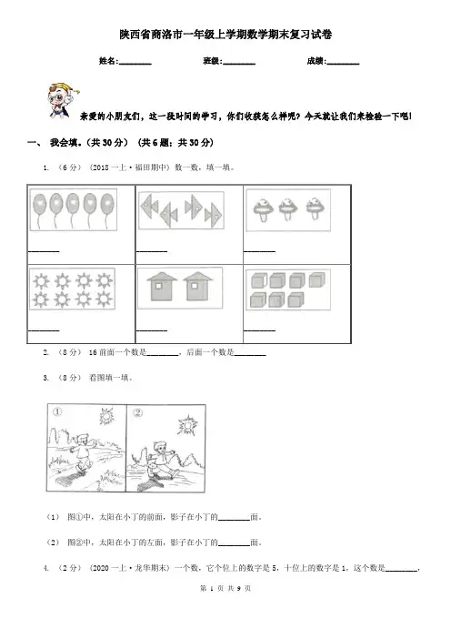 陕西省商洛市一年级上学期数学期末复习试卷