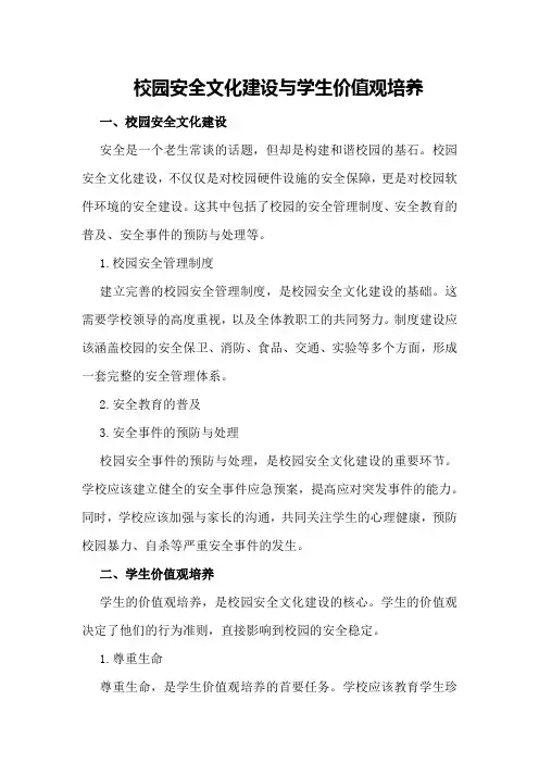 校园安全文化建设与学生价值观培养