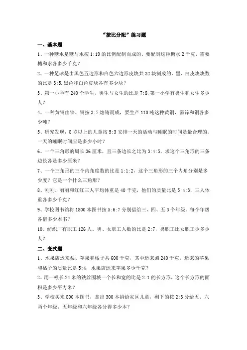 按比分配(配套练习)
