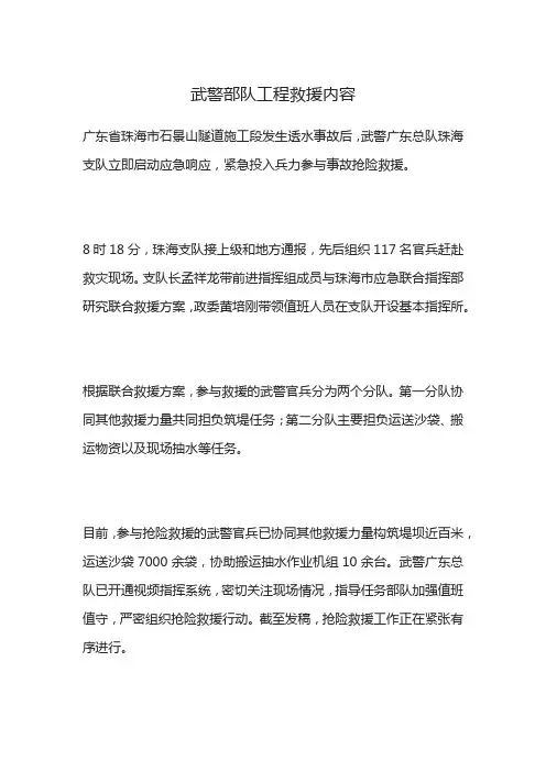 武警部队工程救援内容