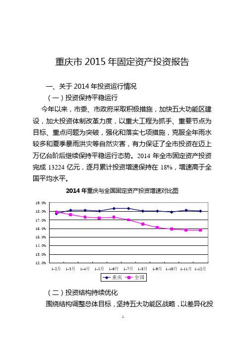 重庆市2015年固定资产投资报告