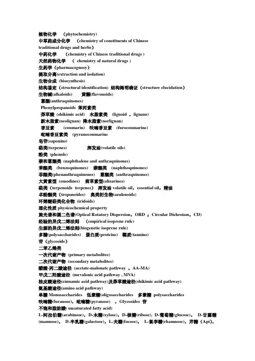 天然药物化学专业英语