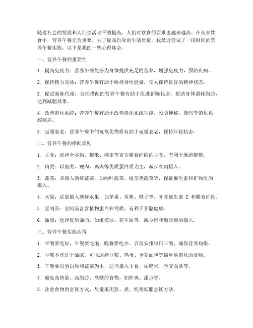 营养午餐实践心得体会