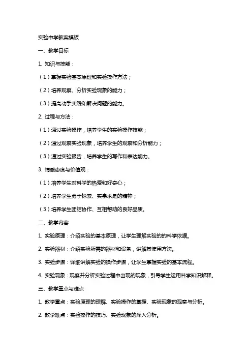 实验中学教案模板