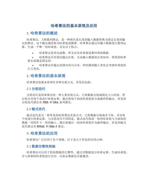 哈希算法的基本原理及应用