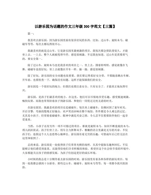 以游乐园为话题的作文三年级300字范文【三篇】