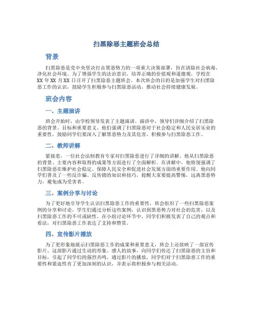 扫黑除恶主题班会总结