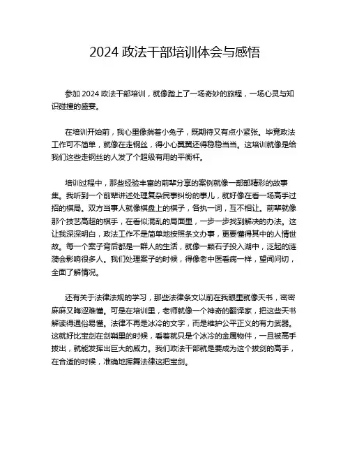 2024政法干部培训体会与感悟