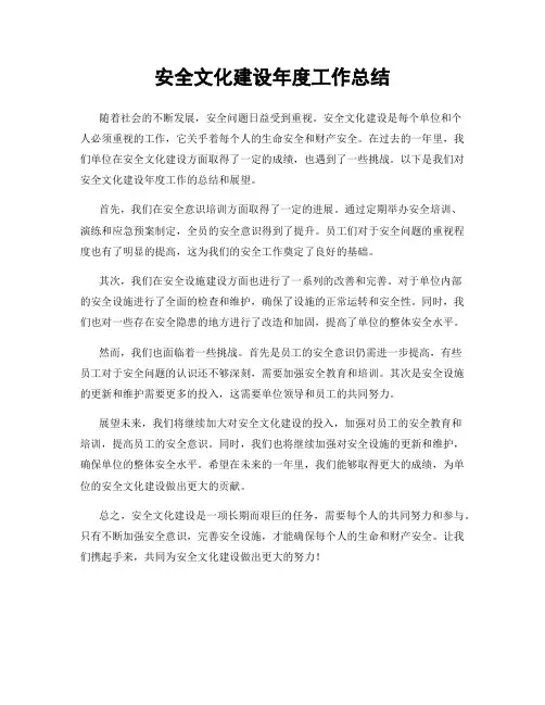 安全文化建设年度工作总结