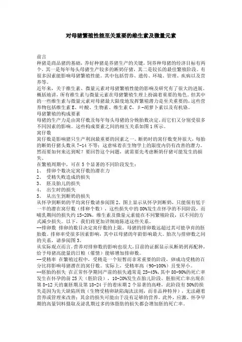 对母猪繁殖性能至关重要的维生素及微量元素