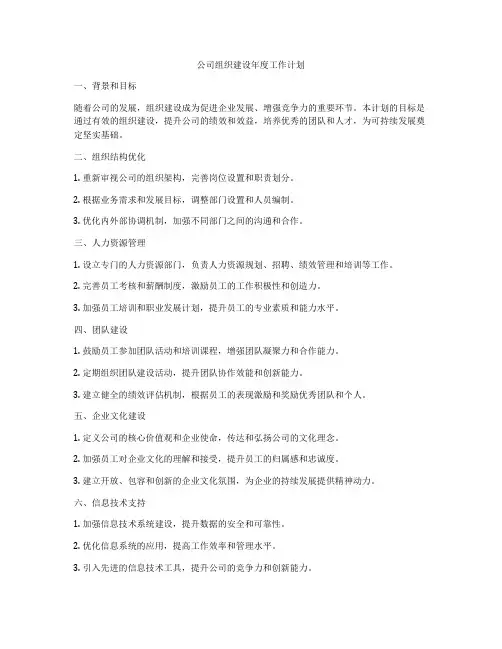 公司组织建设年度工作计划