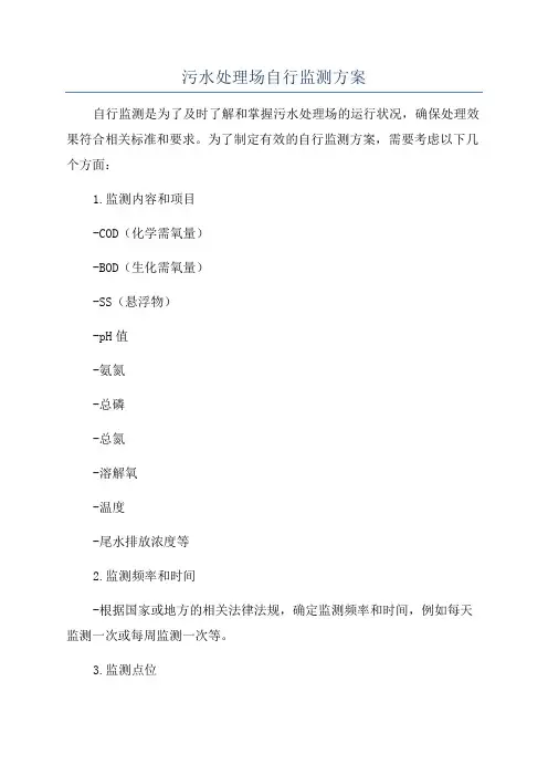 污水处理场自行监测方案