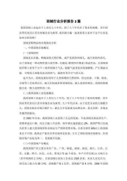羽绒行业分析报告3篇
