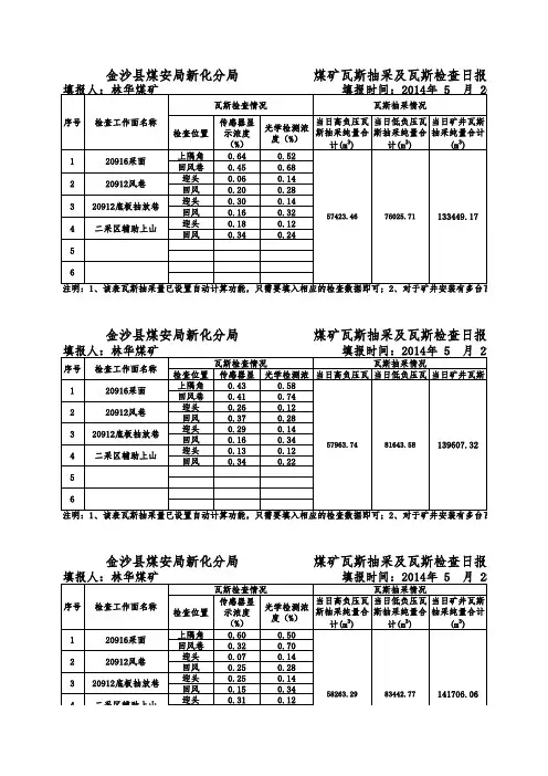 瓦斯抽采日报表样表(1)