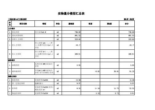 实物量分楼层汇总表1