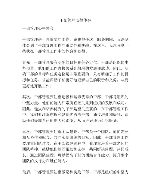 干部管理心得体会
