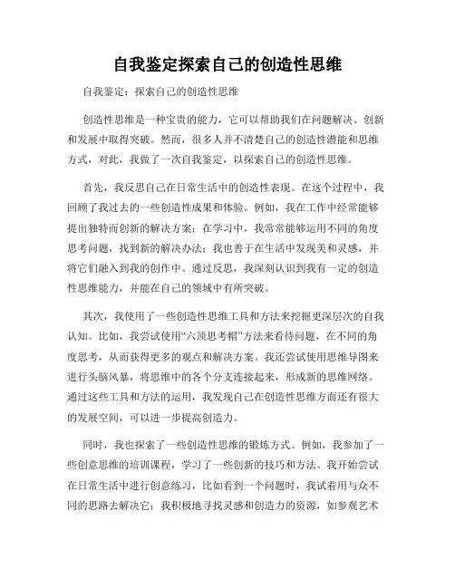 自我鉴定探索自己的创造性思维