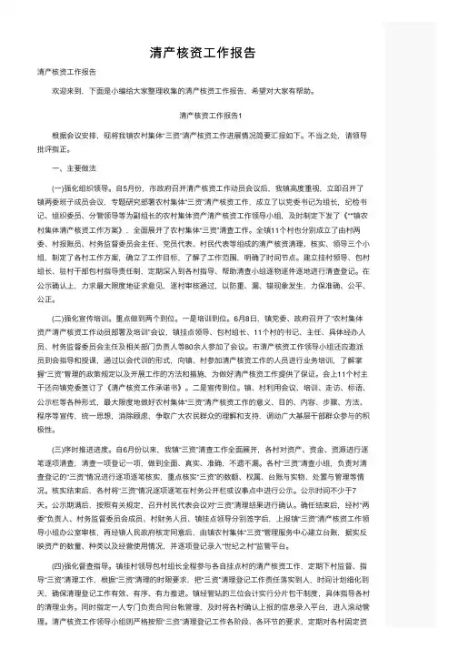 清产核资工作报告