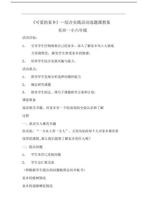 可爱的家乡综合实践活动