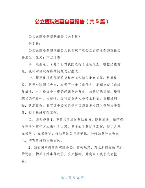 公立医院巡查自查报告(共5篇)