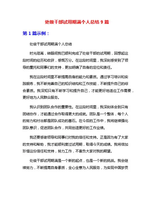 处级干部试用期满个人总结9篇