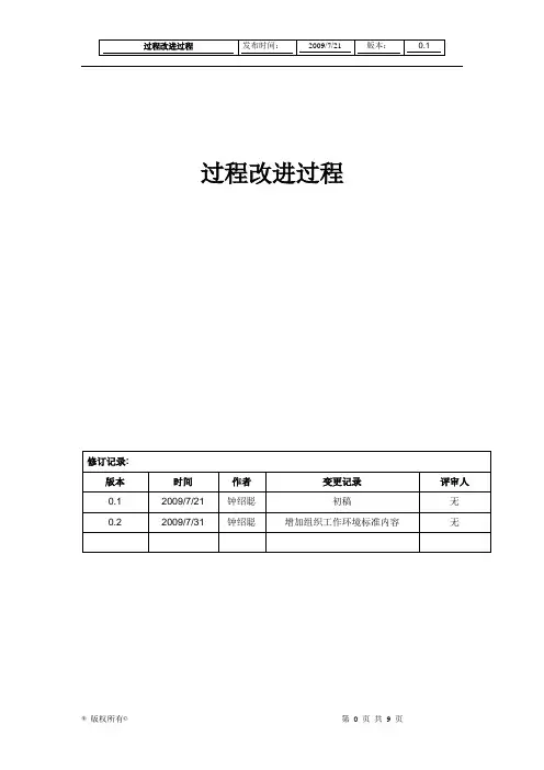 价值40万的CMMI3认证文档模板-过程改进过程