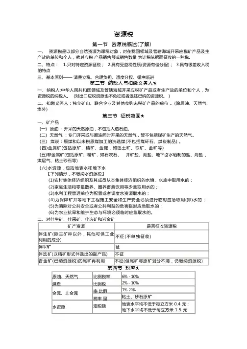 资源税知识点总结