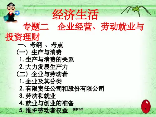 经济生活专题二企业经营、劳动就业与投资理财