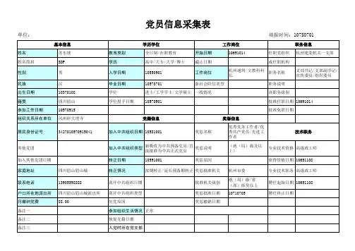 党员信息采集表-示范表