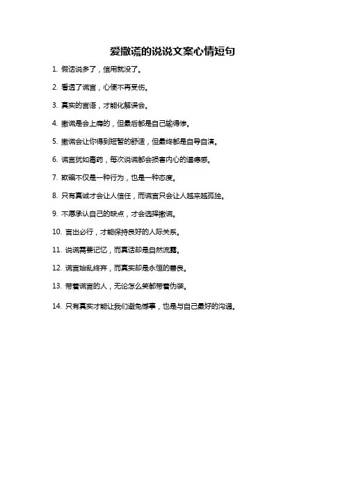 爱撒谎的说说文案心情短句