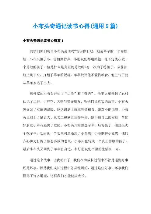 小布头奇遇记读书心得(通用5篇)