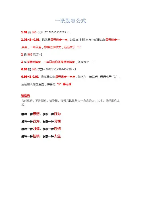 一条励志公式