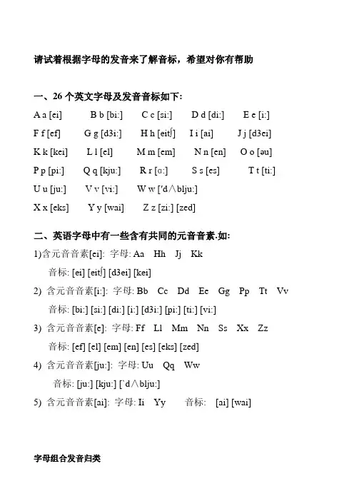 四、26个英文字母发音及字母组合发音归类
