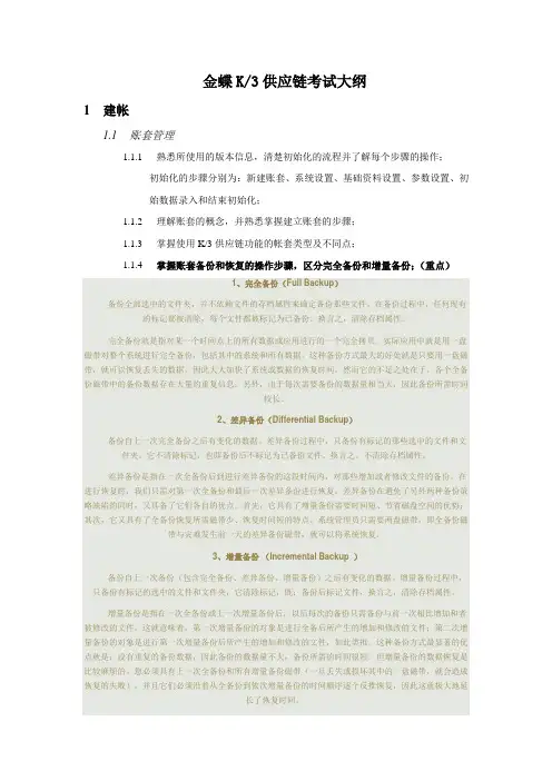 scm供应链管理-XXXX年金蝶K3供应链能力认证第一期考试大纲 精品