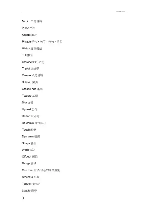 ABRSM英汉对照音乐术语专有名词