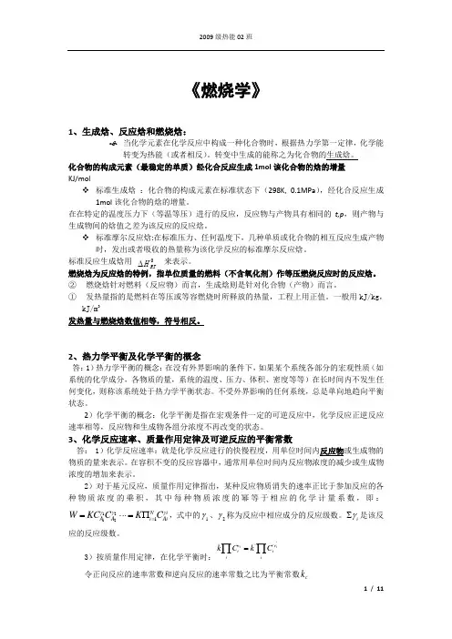 考试精华-燃烧学(重大版)
