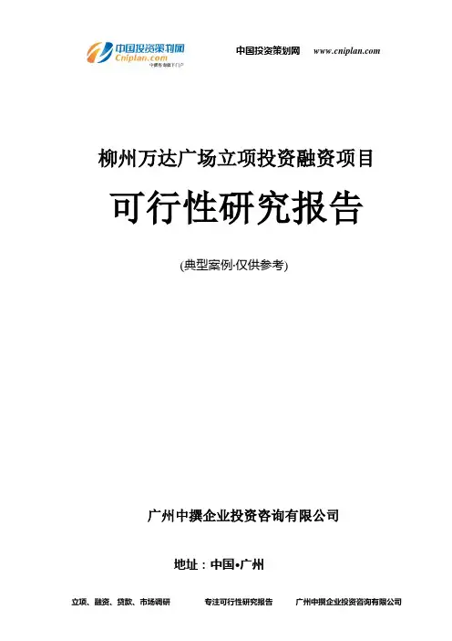 柳州万达广场融资投资立项项目可行性研究报告(非常详细)
