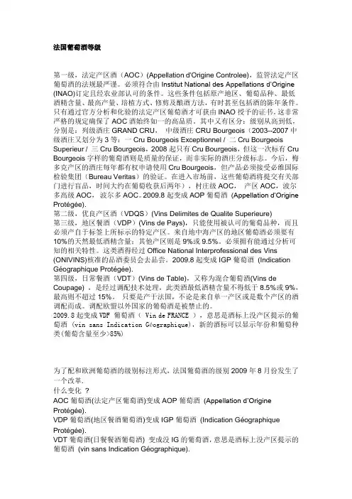 法国葡萄酒等级