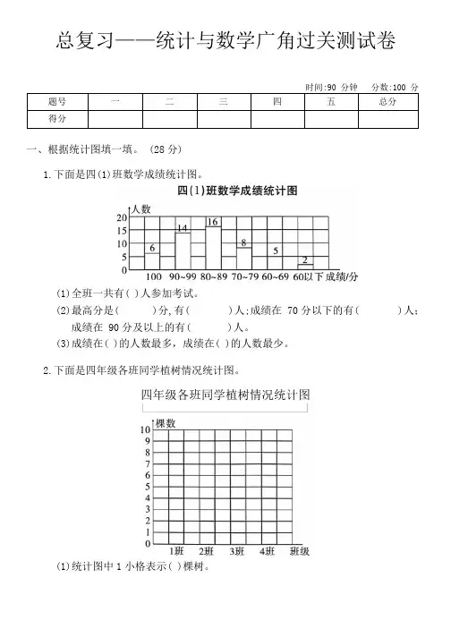 人教版四年级数学上册总复习——统计与数学广角过关测试卷 