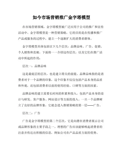 如今市场营销推广金字塔模型