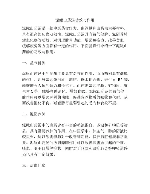 泥鳅山药汤功效与作用