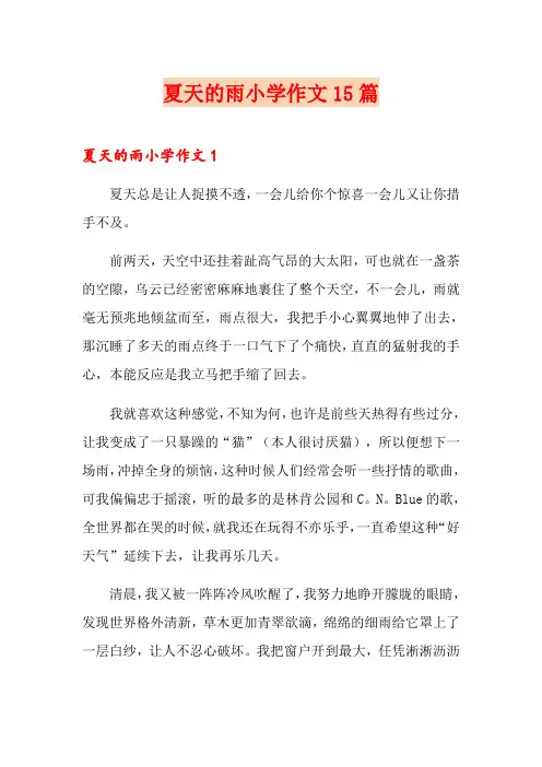 夏天的雨小学作文15篇