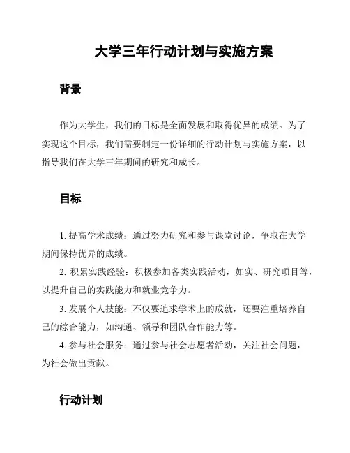 大学三年行动计划与实施方案