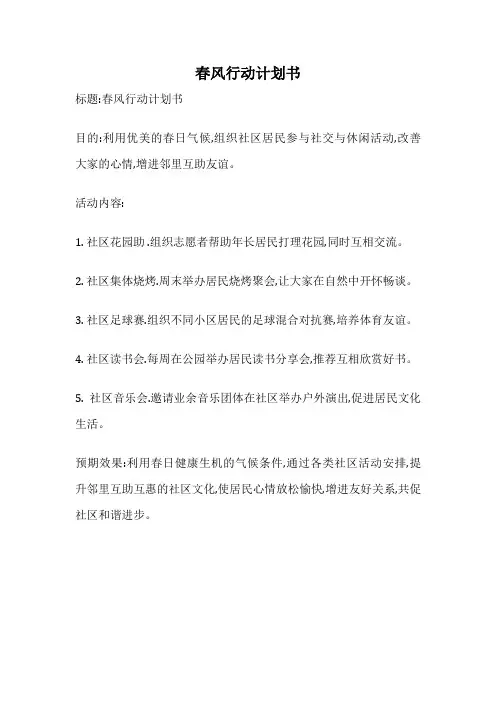 春风行动计划书