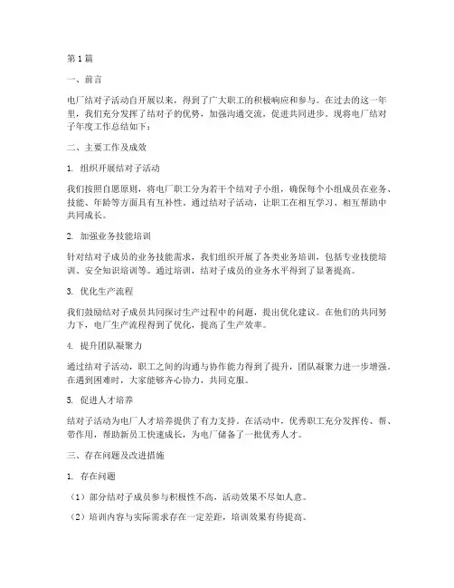 电厂结对子年度总结(3篇)