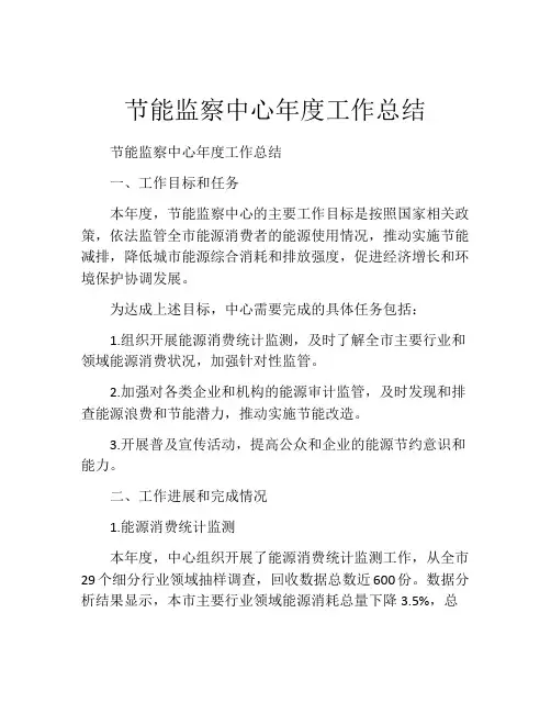 节能监察中心年度工作总结