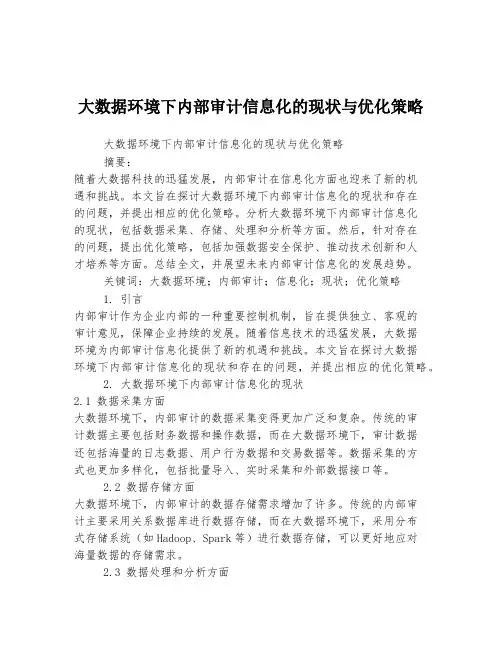 大数据环境下内部审计信息化的现状与优化策略