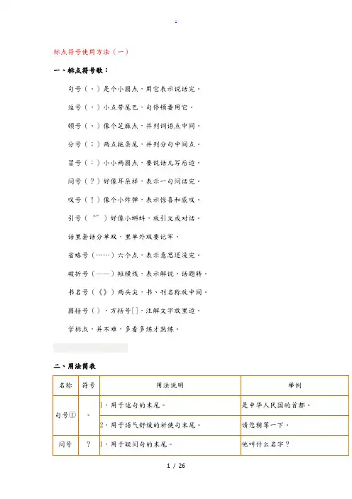 小学生标点符号使用方法大全