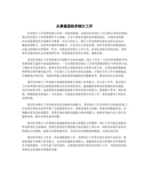 从事基层经济统计工作
