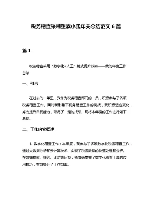 税务稽查采嘲堕察小我年关总结范文6篇